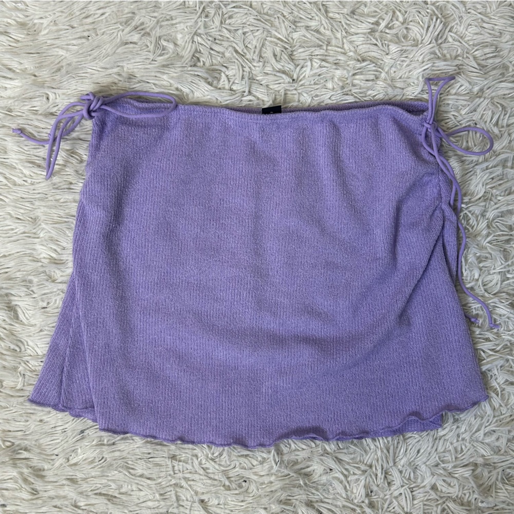 ◾️3/$25 SHEIN Tie Wist Lettuce Trim Lavender Skirt